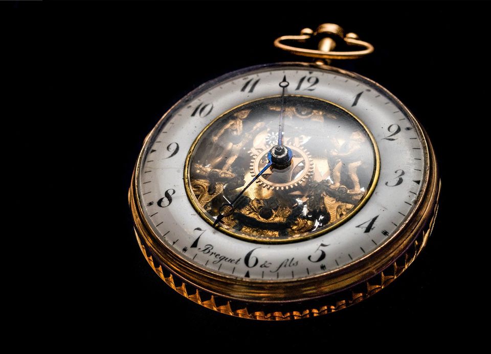 Pocket watch showing time