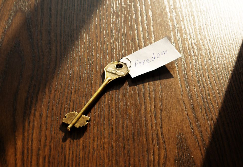 a gold key representing  mental freedom